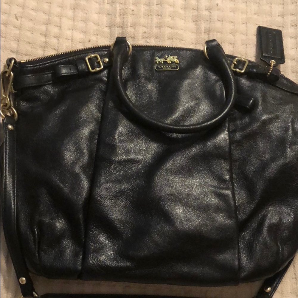 Coach Shoulder bag, black with purple interior